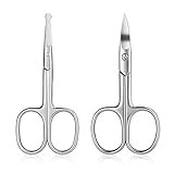 PIXNOR Nose Scissors Beard Mustache Eyebrow Trimmer Stainless Steel Set with Storage Box (Silver)