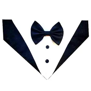 Myartbucket Wedding and Festive Dog Tuxedo Black Bandana with Bow | Pet Tuxedo Bandana (Small)