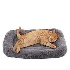 Enjoying Pet Bed Mat - 10 x 15 inch Cotton Cat Mat Warming Dog Crate Pad for Small Dogs, Cats, Gray, S