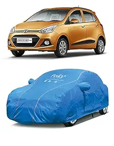 Polco Premium Custom Fitting Waterproof Hyundai Grand i10 Body Cover Compatible with (Grand i10 Car) with (Mirror Pockets, Double Stitched, Elastic, Antenna Pocket, Belt, Storage Bag) Blue N-Series