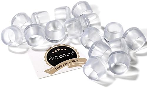Adsamm 16 x Leg tips | Ø 0,79'' (Ø 20 mm) | transparent | round | Premium quality outer caps for tubular steel chairs