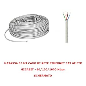 Matassa 50 Mt Metri Cavo Di Rete Ftp Cat 6 Lan Ethernet M Bobina Internet Adsl Plug Modem Router Access Point Reapeter