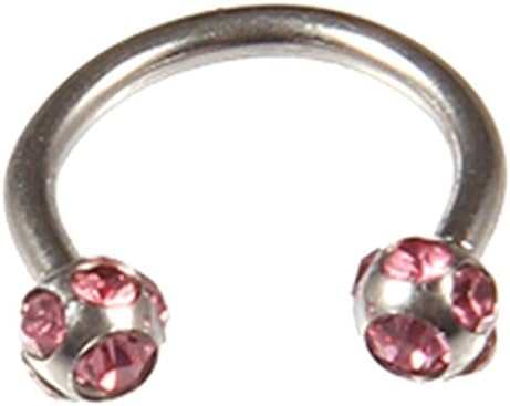 Surgical steel 316L circular barbell with gem balls -for nipple, eyebrow, navel / belly, or ear piercing - 16g with 3mm gem balls - size 12MM