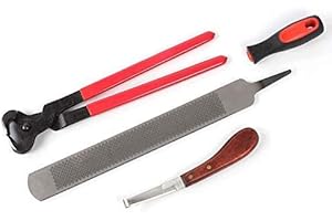 HEEPDD Soins des Sabots pour Chevaux, Rappe Sabot Lime Equin Lime à Sabot Double Face avec Pince à Sonder Professionnels Couteau à Sabot Cheval Cisailles équins