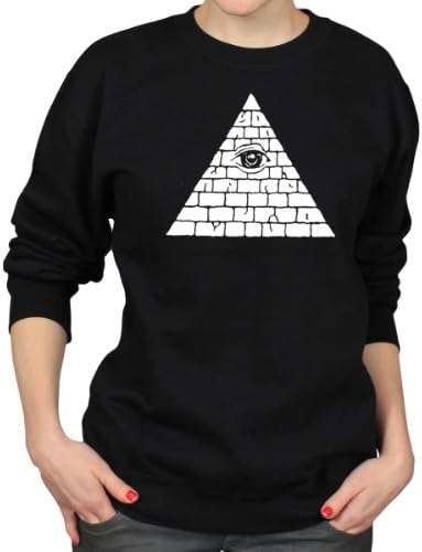All-Seeing Eye Illuminati Pyramid Womens Sweatshirt, Black , Large