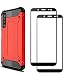 Produktbild FANFO® Samsung Galaxy A7 2018 Hülle + [2 Stück] Gehärtetem Glass, TPU + PC-Kombination Langlebig Schutzhülle + 9H Härte Displayschutzfolie Folie für Samsung Galaxy A7 2018, rot