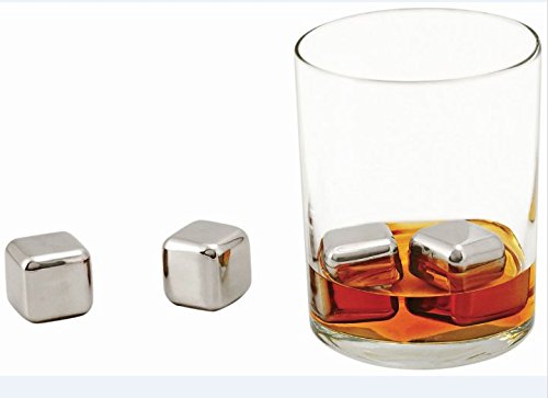 Rii Best Whiskey Steine Edelstahl Überzug Eiswürfel – Speckstein Whiskey – 4 Stück Geschenkset Erholung Ihr Getränk ohne Verdünnung – Perfekt an Silvester, Weihnachten, Valentinstag, Hochzeit, Vatertag, - 2