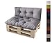Produktbild sunnypillow Palettenkissen Auflage Set für Europaletten Indoor und Outdoor Palettenpolster Palettensofa Kissen mit schöner Steppung viele Größen Set:Sitzkissen 120x80 + Rückenkissen 120x40, Grau