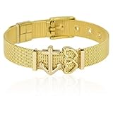 SUNIANA - Mesh Armband Set mit Charms || Forever || individuell erweiterbar (Gold)