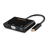 3 en 1, chapado en oro USB tipo C macho a hembra USB tipo C/VGA/USB 3.0 HUB adaptador de datos y carga.