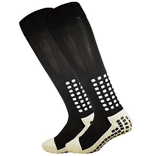 Rutschfeste Fußball-Socken, rutschfeste Sport-Socken, mit Gummi-Noppen, im trusox-/tocksox-Stil, hohe Qualität, für Basketball, Fußball, Wandern, Laufen, erhältlich in weiß, schwarz, rot, blau schwarz schwarz UK 5.5 – 11 - 2