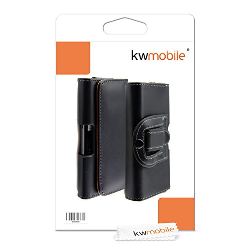 kwmobile Funda para Smartphones - Carcasa con  Clip de cintur  n  - Cover de  Cuero sint  tico  14 0 x 7 x 1 5 cm