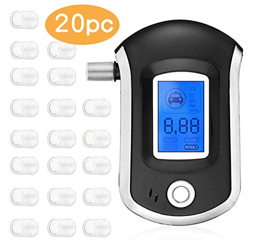 Preisvergleich Produktbild LoiStu Alkoholtester Atemalkoholmessgerät - Professioneller Alkohol Tester mit Halbleiter Sensorik digital LCD-Display Alkohol Tester mit 6Mundstücke (Black)