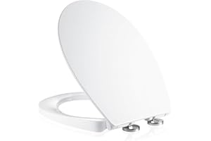 MASS DYNAMIC Soft-Close Toilet Seat – Premium Urea Formaldehyde, Porcelain-Like Finish, Quick Release, Adjustable Top Fixing Hinges, Easy Clean, Standard Oval, Sleek White
