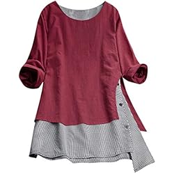 Darringls Remera Mujer,Camisetas Talla Grande Hoodie Blusa Algodón de Lino Remera Cosiendo Manga Larga