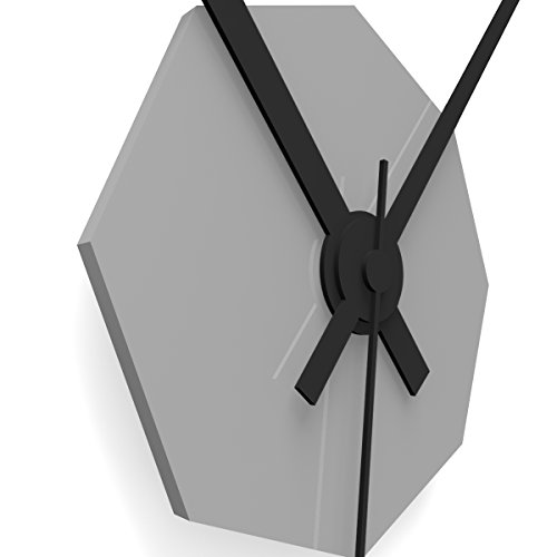 Wandkings Wanduhr SOLO CLOCK „Achteck“ mit Uhrwerk & Uhrzeigern – in 13 Farben erhältlich (Farbe: Uhr=Grau glänzend, Zeiger=Schwarz) - 3