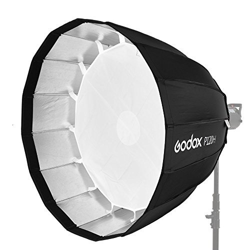 Godox P120H 120cm Deep Parabolic Soft Box with Bowens Mount Adapter Ring for Aperture (Black)