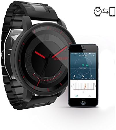 Hybrid SmartWatch, Quartz Watch with Notification Reminder Vibration and Activity Tracker Stainless Steel strap (Red)
