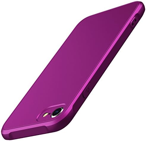 iPhone 7 Case, iPhone 8 Case Clear Shockproof-Ultra Light Soft TPU Silicon Matt Case with [Tempered Glass Screen Protector]Simple Stylish Fully Protective Cover for iPhone 7 / iPhone 8 -Violet Red