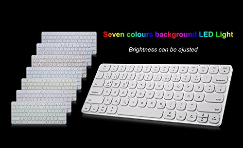 Supremery Bluetooth Tastatur Keyboard komplett aus Aluminium – mit Hintergrundbeleuchtung (schnurlos oder Kabel betrieb) für MAC OS, Windows 10/8/7, IOS 9/8, Android(QWERTZ, deutsches Tastaturlayout) - 2