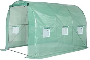 BESTIF Serra in pellicola, 2 x 3 m, con 6 finestre, tunnel per giardino, serra (verde, 3 x 2 x 2 m)