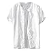 Produktbild TWISFER Herren Leinenhemd Henley Freizeithemd Kurzarm Regular Fit Kragenloses Shirt Leinenhemd Henley Shirt Button-down Sommerhemd Herren Freizeithemden aus Leinen und Baumwolle