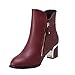Produktbild VJGOAL Damen Stiefel, 5CM Damen Mode Luxuriöse Nackte Party Hochzeit Stiefel Starke Ferse Pumpen England Martin Spitz Winterschuhe Wein, 38 EU