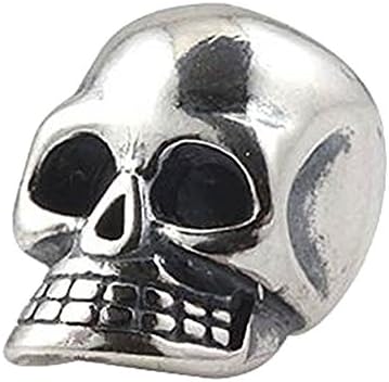 Sterling Silver Skull Charm will fit Pandora and similar 3mm European Bracelets - Fabulana Charms