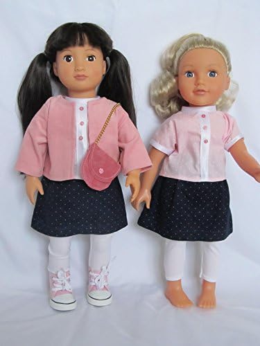 Pink and navy suit with converse type hi tops to fit Designafriend,Sindy, Our Generation, AMG and other 18" dolls