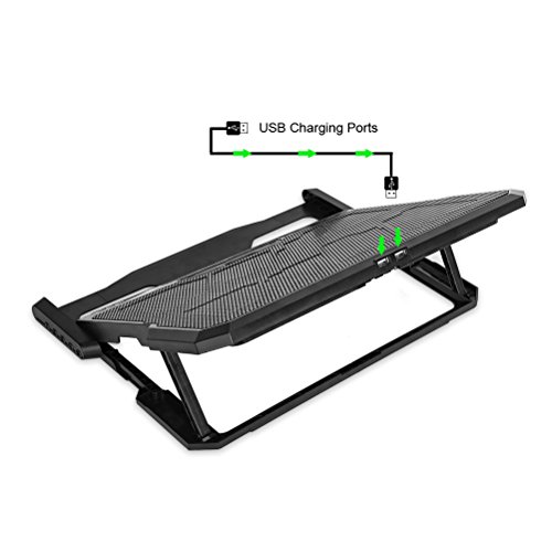 eletecpro Laptop Externe Kühlung Kühler Lüfter Pad mit LCD-Display für 30,5–39,6 cm Gaming Notebook Computer CPU Cool Air Hitze, fünf ganz Fans 2500RPM + starker Wind Speed für Spieler Home Office - 4