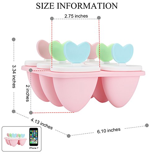 Eisformen Vikeepro für selbstgemachtes Eis aus schlagfestem Kunststoff BPA-frei 6 er (Pink) - 2
