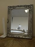 Best Selling French Silver Shabby Vintage Antique Style Wall Mirror with Bevelled Glass - Overall Mirror Size: 17 inches x 21 inches (43cm x 53cm) ()