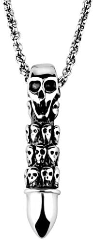 RSCD Men Necklaces Skeletons Clavicle Chain Unisex Bullet Pendant Titanium Steel Trendy Party Jewelry Fashion Gifts,SteelColor