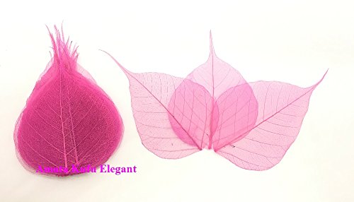 Pink 100 Pcs.Skeleton Natural Ficus Religiosa Leaves Artificial Leaves Craft Card Scrapbook Diy Handmade Embellishment Decoration Art, Mulberry Paper Leaves, By Amata Kufu Elegant