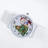 Newin Star Weihnachten Armbanduhr Silikon-Band Quarz-Uhr für Damen Exquisite Elegante Mädchen Frauen Armbanduhr Gutes, Weiß