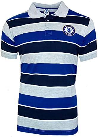 Official CHELSEA FC Classic Stripe Polo Shirt - Mens S - 3XL (M)