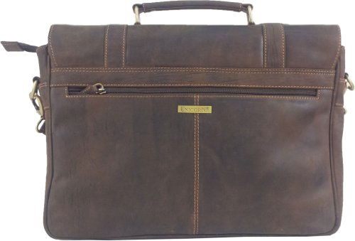 UNICORN Echt Leder 16.4″ laptop Tasche Messenger Aktentasche Braun bag #2J - 3
