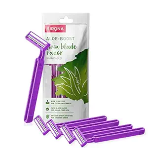 Sirona Disposable Hair Removal Razor for Women - 5 Razors | with Aloe Boost for Arms, Legs and Bikini Line - 2 Blade Shaving Women Razor