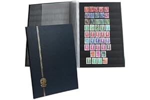 YVERT TELLIER Perfecta : Classeur Fixe pour Timbres (Grand modèle-Pages Noires-64p. Bleu)