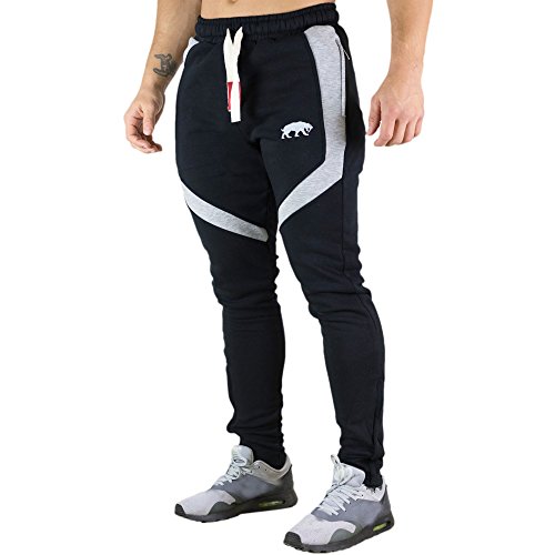 Pantalones de chándal SMILODOX corte ajustado para hombre, para entrenar en el gimnasio y llevar en el tiempo libre, pantalones para correr, de chándal, pantalones largos negro / gris S
