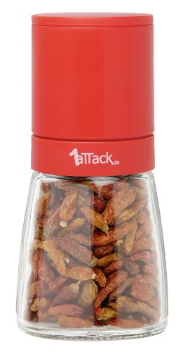 Pfeffermühle Salzmühle Gewürzmühle unbefüllt mit Keramik Mahlwerk in Geschenk Verpackung 140ml Höhe 13.5cm - rot