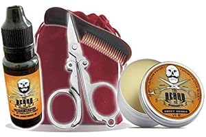THE BEARD AND THE WONDERFUL Mousetache Growing Kit in a Bag - Beard Oil, Mustache Wax, Pocket Beard Comb, Mini Scissors in Drawstring Bag (Sweet Orange)