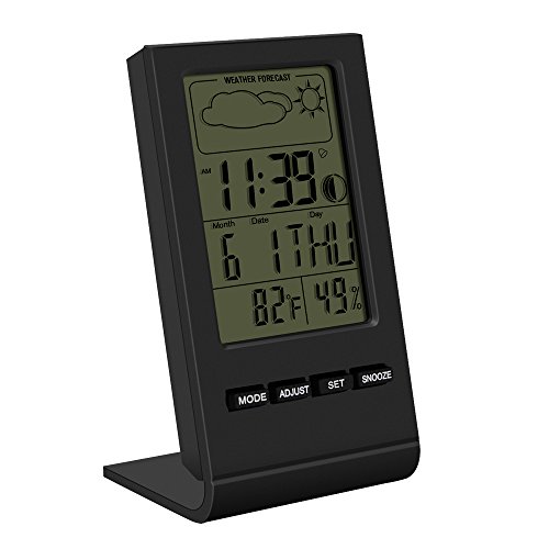 Digital Thermometer Bengoo Thermo-Hygrometer Digital Hygrometer Uhr Wetterstation mit LCD-Anzeige Wecker Kalender Display Alarm schlummerfunktion Wettervoraussage Funktion.