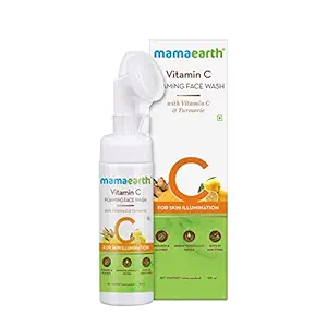 Mamaearth Vitamin C Face Wash with Foaming Silicone Cleanser Brush Powered by Vitamin C & Turmeric