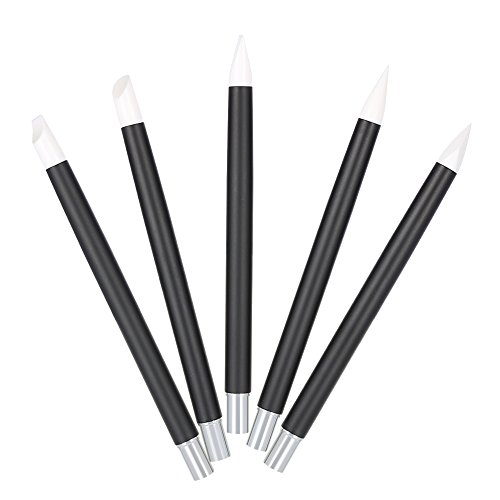 Anself 5Pcs Nail Art Brushes Silicone Head Carving Painting Manicure Tool Set Kit