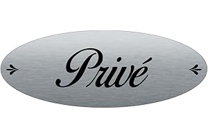 AUA SIGNALETIQUE - Plaque de porte Aluminium Brossé AluSign Ovale 160x60 mm - (Privé)