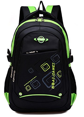 Waterproof Backpack for Middle School Cool Bookbag Travel Outdoor Sports (Green)