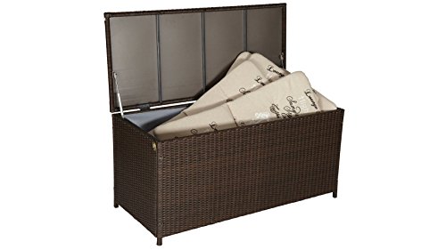 Preisvergleich Produktbild baumarkt direkt Auflagenbox Rattan, 124x56x60 cm, Polyrattan, braun