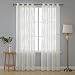 Produktbild Deconovo Transparent Gardinen Wohnzimmer Stickerei Ösenvorhang Vorhang 240x140 cm Creme Weiß 2er Set