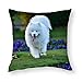 Produktbild TANGGOOD Thema Platz Baumwolle Kissenbezug Kissen Täglich Dekoration Sofa Geschenk Kreative Heimat Kissenbezug 18x18 Zoll Reißverschluss Schöne weiße Samojede Hund Haustier